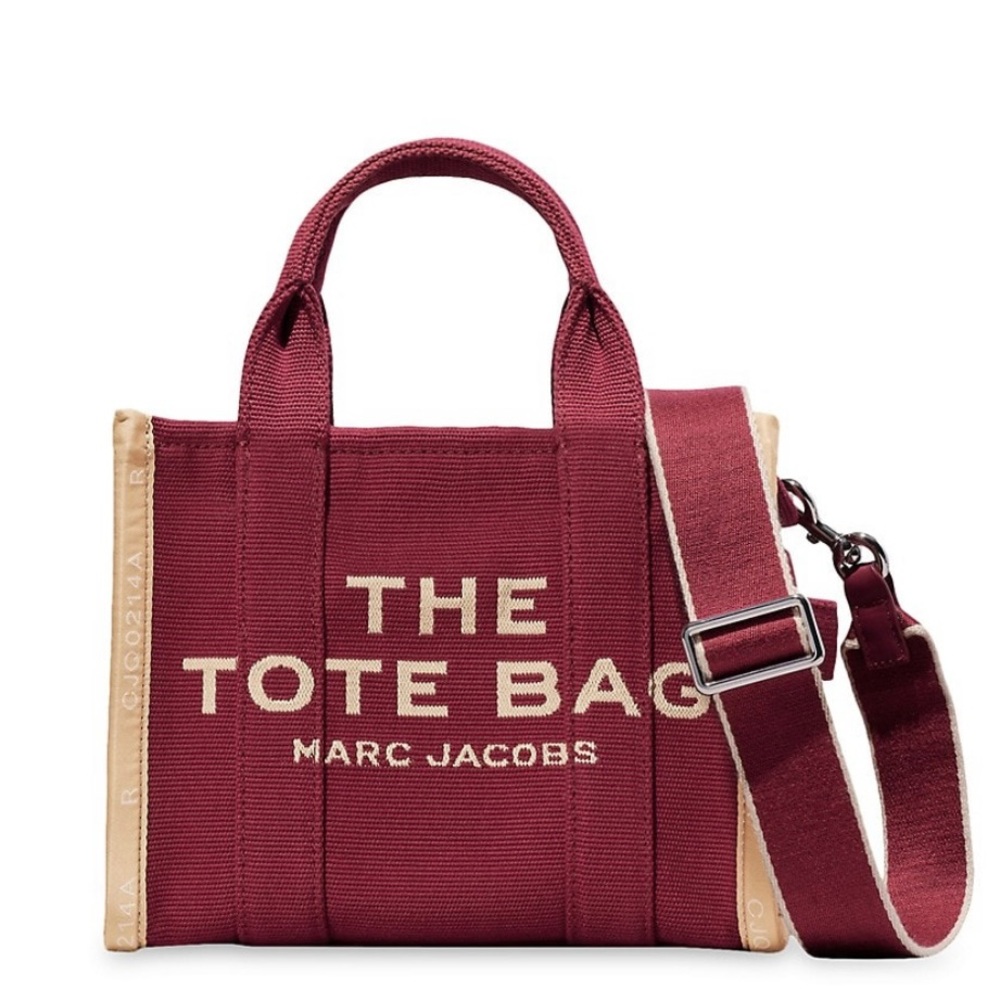 MARC JACOBS Jacquard Small tote bag in Merlot color. 10.25"W x 8.25"H x 5"D